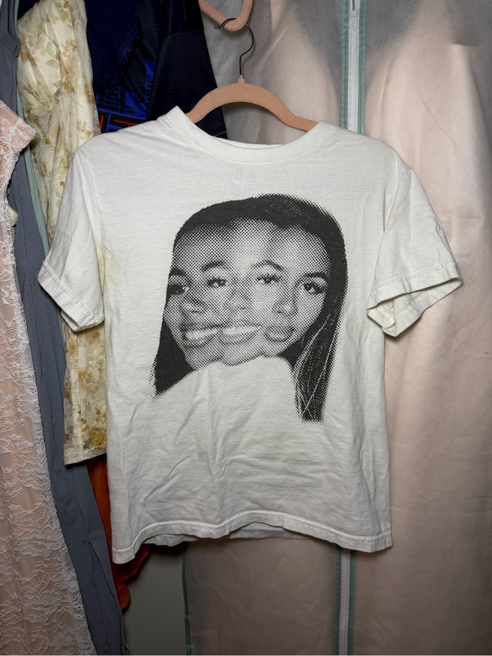 American Apparel White Short-Sleeve Tee with Mariah The Scientist